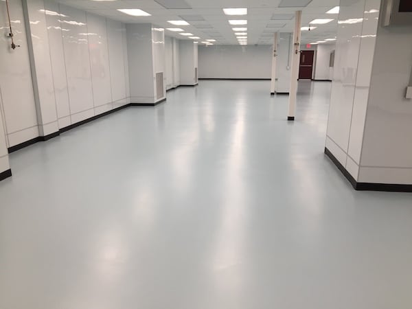 Completed installation of GroundWorx Ultra generation 3 epoxy flooring in a hospital