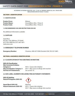 Thumbnail of the front page of the GroundWorx Ultra Primer A safety data sheet