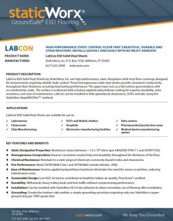 Thumbnail of the first page of the LabCon ESD vinyl technical data sheet