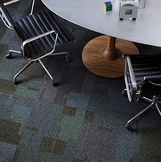 Photo of a completed ShadowFX static-dissipative (ESD) carpet installation in a meeting room.