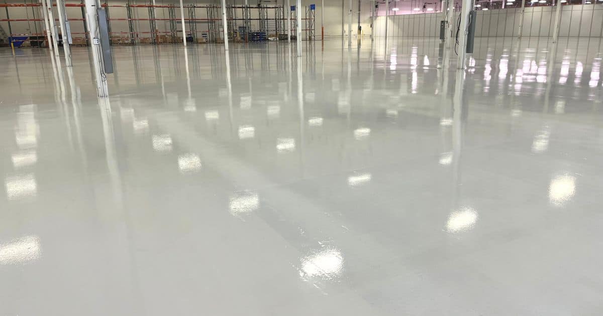 Completed installation of generation 3 ESD epoxy coating an an empty electronics manufacturing facility
