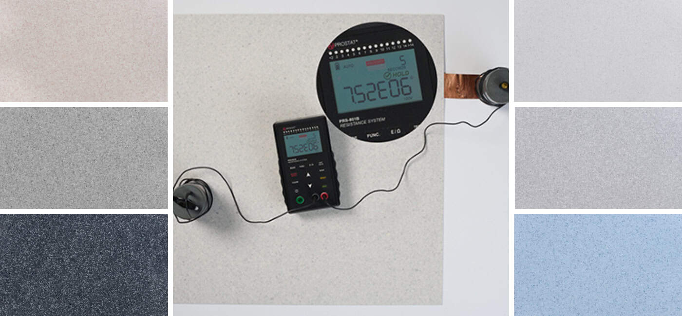 A split header with three sample colors on the right and three sample colors on the right. In the center a resistance test is set up with a zoomed in image showing the reading of 7.52E06