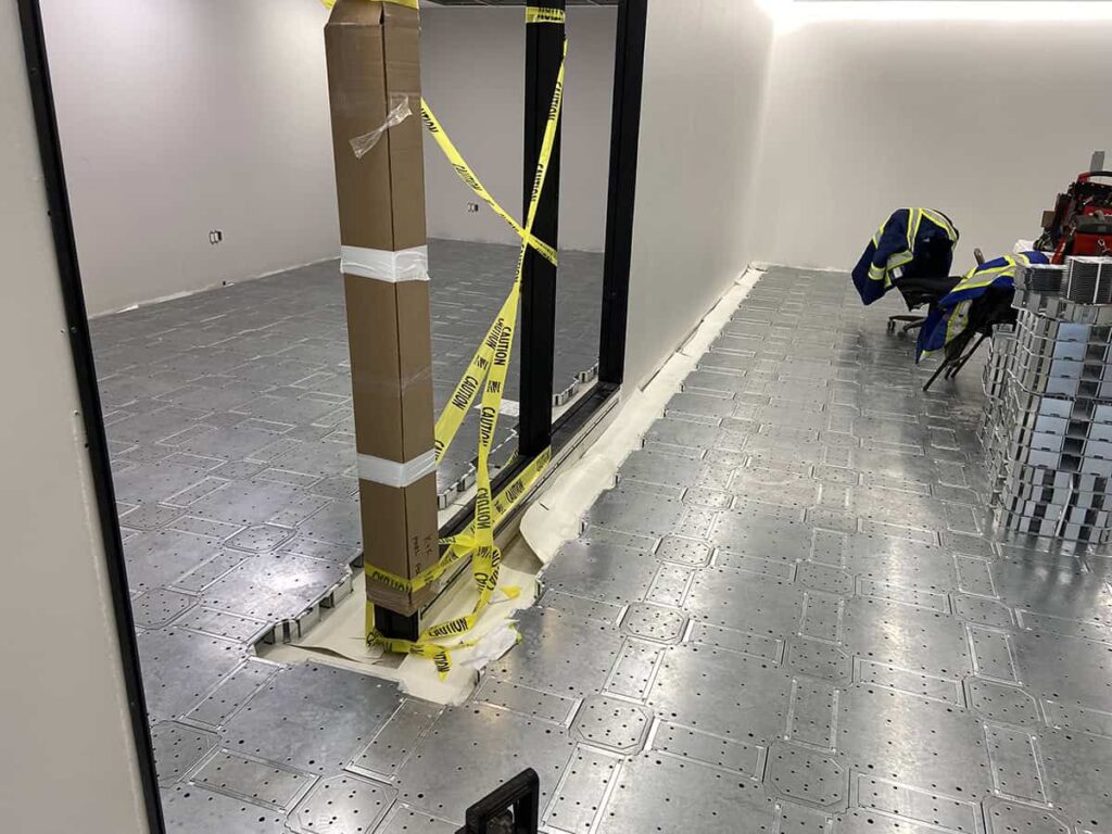 Image shows a space being prepped ahead of an ESD flooring installation