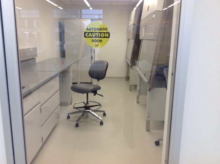 ESD flooring installation in a biomedical cleanroom